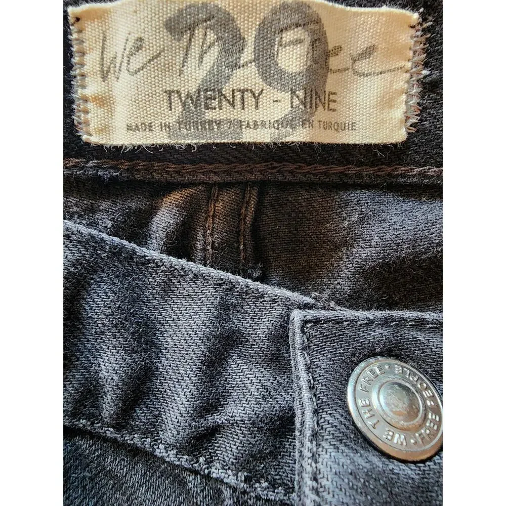 Free People We the Free Maddie Midrise Straight Distressed Jeans Washed Black 29 - Picture 9 of 10